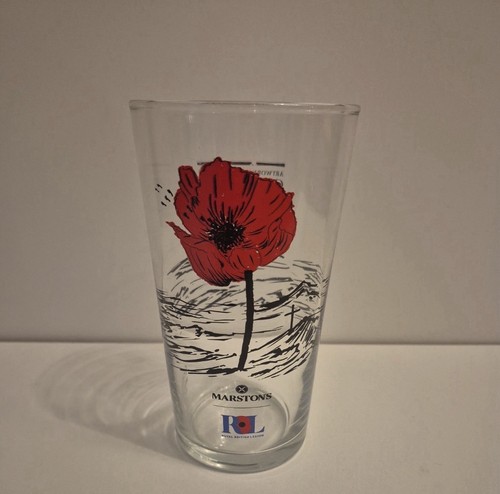 Poppy pint glass marstons - glass,