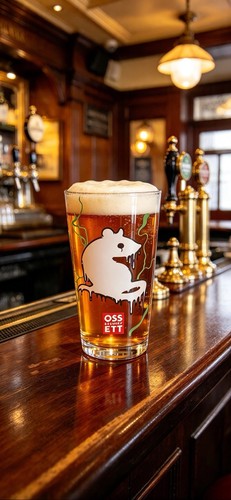 White rat pint glasses - rat, ossett